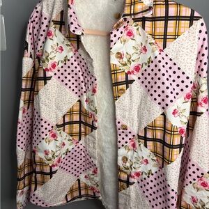 Emily Wonder Floral Patchwork Button Down Shirt
